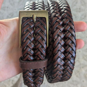 Dockers Brown Braided Leather Belt - Size 48/120 - Minimalist Preppy